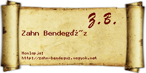 Zahn Bendegúz névjegykártya